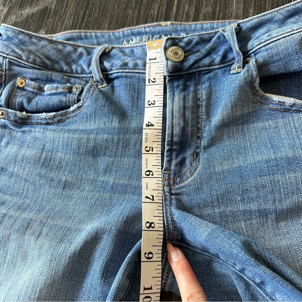 American Eagle Favorite Boyfriend Lowrise Wideleg Stretch Blue Jean, 12S - Picture 7 of 13